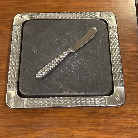 Ralph Lauren Watchband Pattern Cheese Cutting block board with knife vintage - Picture 1 of 14